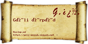 Gáli Árpád névjegykártya